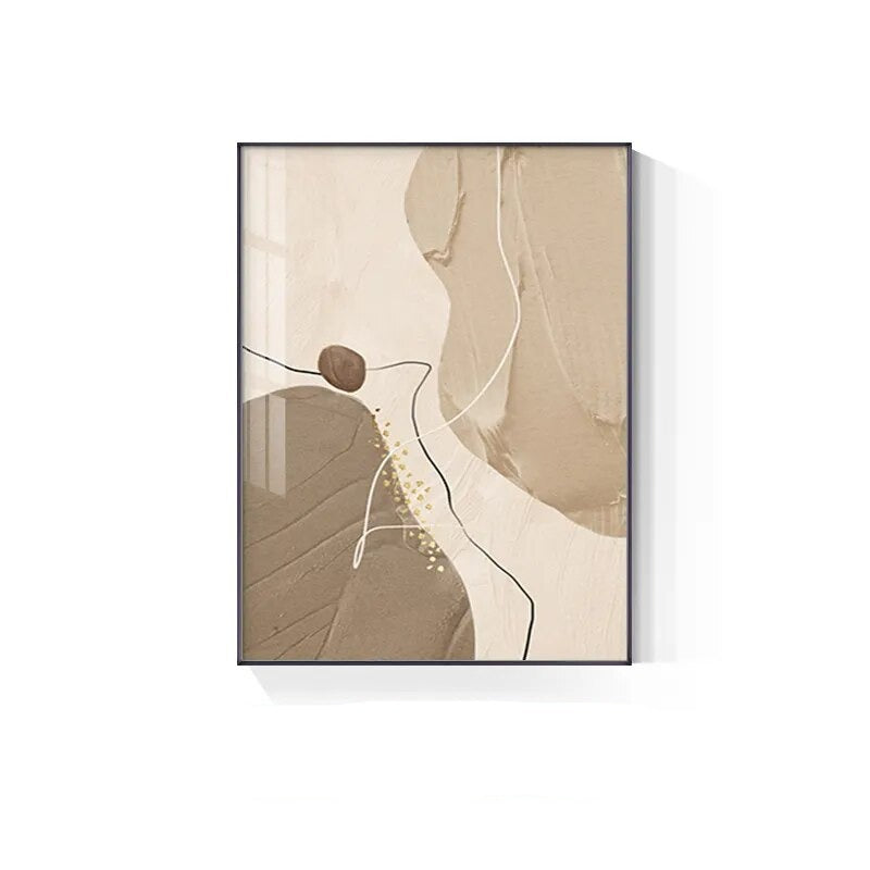 Neutral Colors Line & Curve Wall Art Fine Art Canvas Prints Modern Abstract Pictures For Minimalist Living Room Contemporary Interiors