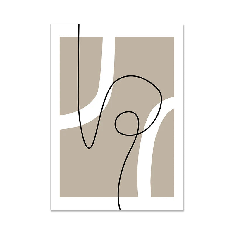 Modern Abstract Wall Art Geometric Line Shape And Form Fine Art Canvas Prints Black Beige Terracotta Pictures For Living Room Decor
