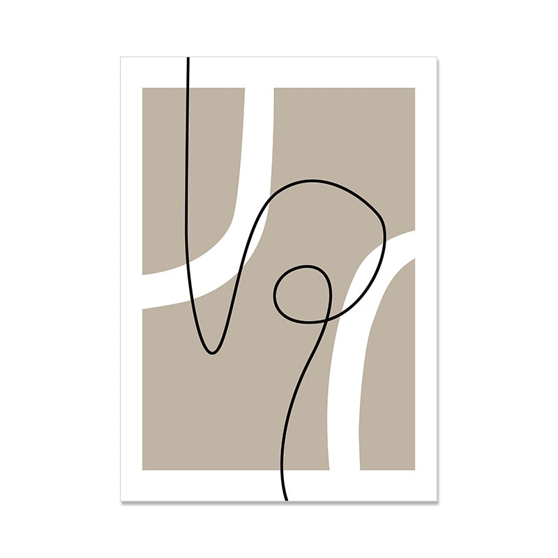Modern Geometric Wall Art Abstract Line Shape And Form Fine Art Canvas Prints Black Beige Terracotta Pictures For Living Room Decor