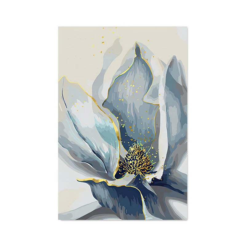 Big Blue Petal Floral Wall Art Fine Art Canvas Prints Modern Botanical Abstract Pictures For Living Room Bedroom Dining Room Art Decor