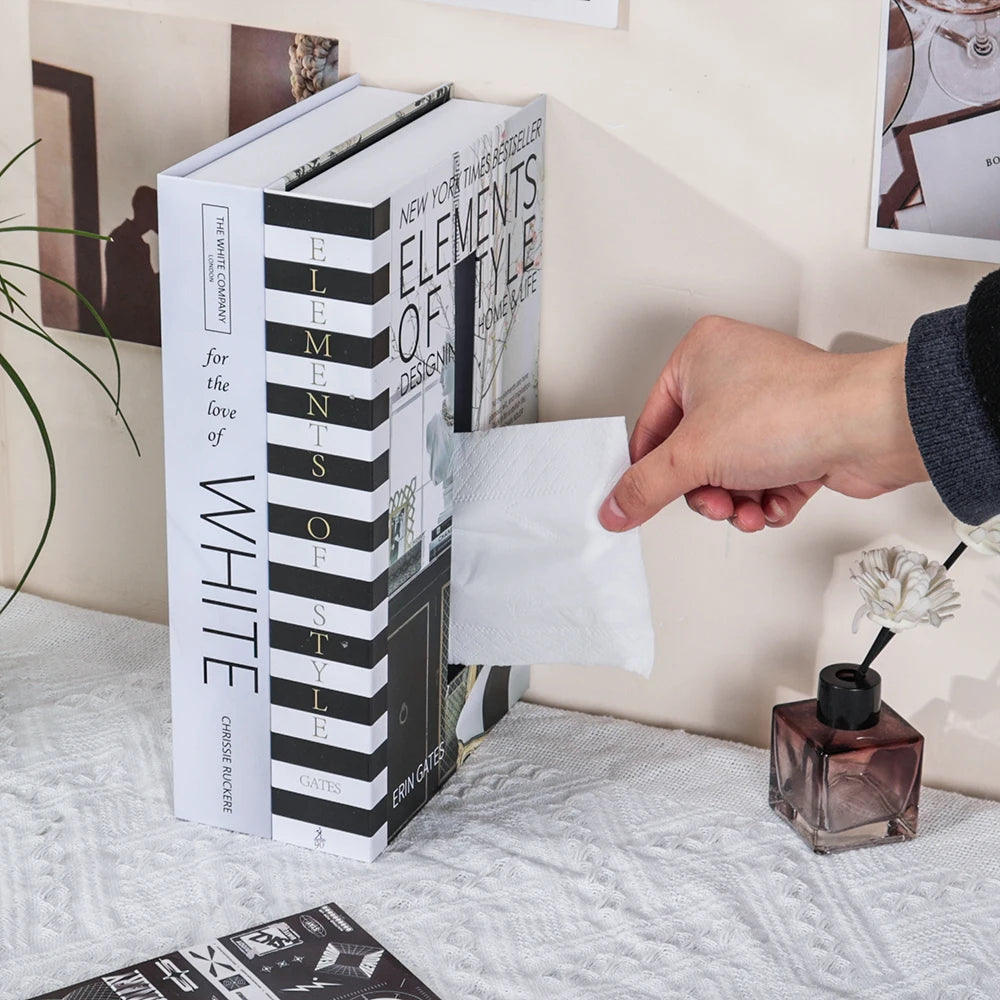Luxury Faux Book Tissue Box – Sophisticated Tabletop Accent & Storage Solution For Upscale Boutique Home Decor