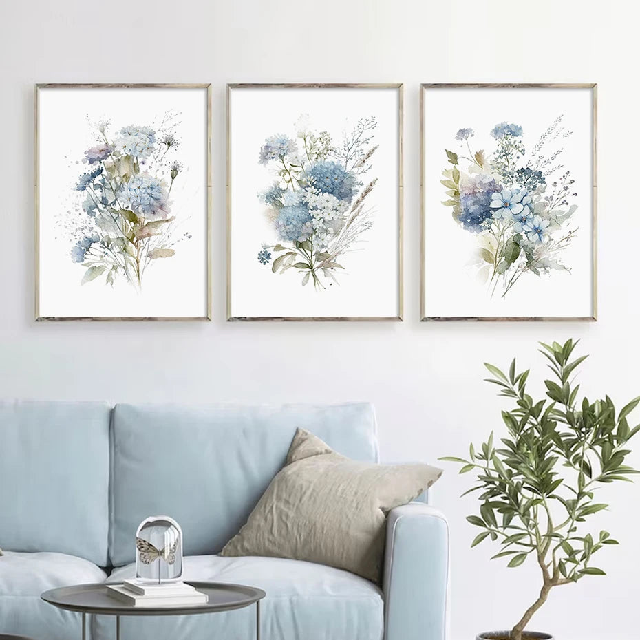 Minimalist Wild Meadow Flowers Watercolor Wall Art Fine Art Canvas Prints Botanical Posters Pictures For Living Room Home Decor