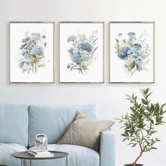 Minimalist Wild Meadow Flowers Watercolor Wall Art Fine Art Canvas Prints Botanical Posters Pictures For Living Room Home Decor