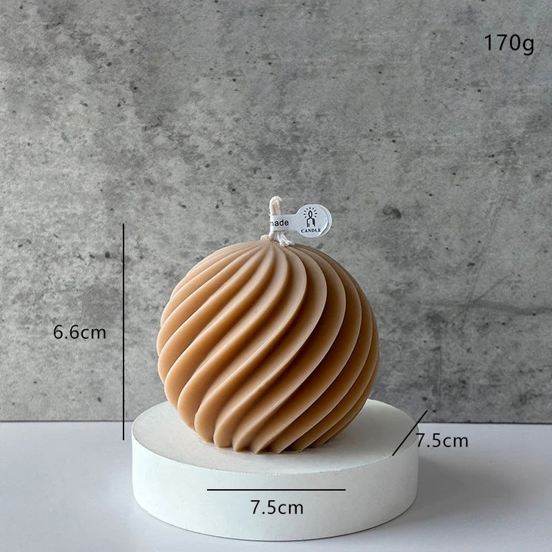 Sculptured Abstract Spiral Sphere Candles For Living Room Table Dining Room Coffee Table Decoration Accents For Contemporary Home Decor