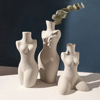Sculptured Feminine Body-Form Abstract Vase – Modern Minimalist Off-White Ceramic Vases for Contemporary Living Room, Bedroom Décor