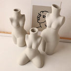 Sculptured Feminine Body-Form Abstract Vase – Modern Minimalist Off-White Ceramic Vases for Contemporary Living Room, Bedroom Décor