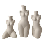 Sculptured Feminine Body-Form Abstract Vase – Modern Minimalist Off-White Ceramic Vases for Contemporary Living Room, Bedroom Décor