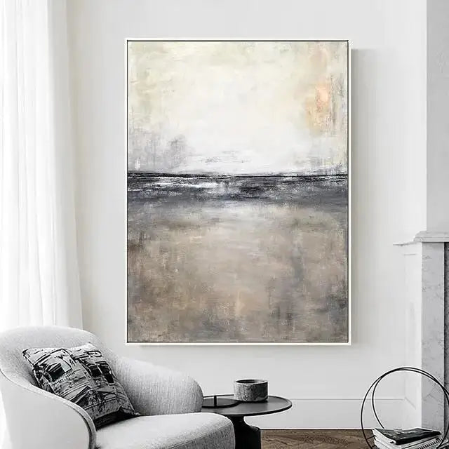 Abstract painting in a modern living room setting