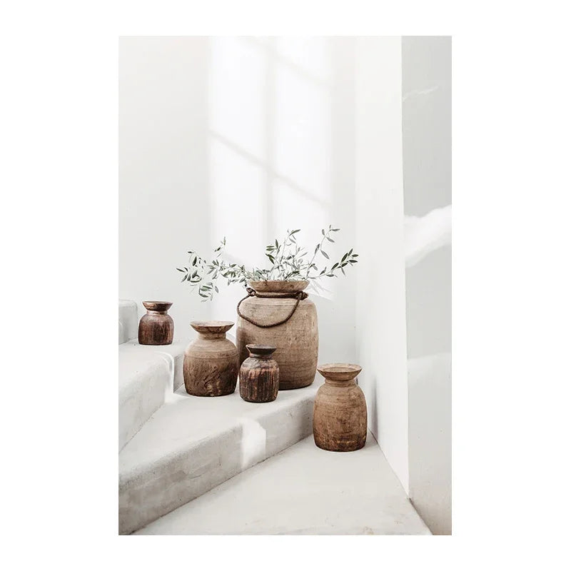 Neutral Colors Terracotta Still Life Vase Wall Art Fine Art Canvas Prints Poster Architectural Pictures For Modern Living Room Bedroom Home Decor
