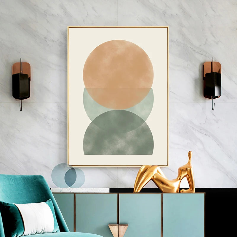 Set of 2Pcs Earthy Tones Abstract Geometric Circles Wall Art Fine Art Canvas Prints Pictures For Living Room Dining Room Bedroom Art Decor 2025