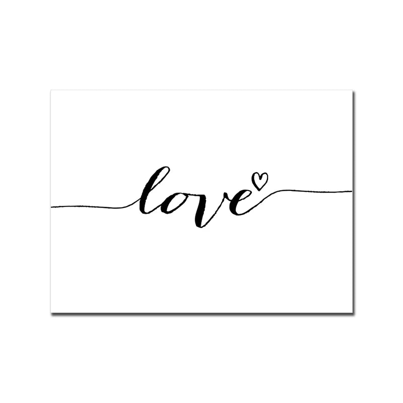 Love Family Home Happy Quotes Posters Canvas Prints Wall Art Black White Minimalist Quotation Pictures For Kitchen Living Room Family Room Home Decor