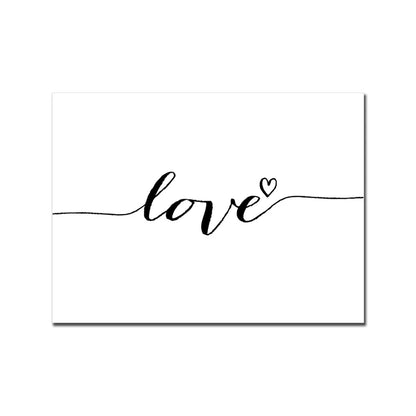 Love Family Home Happy Quotes Posters Canvas Prints Wall Art Black White Minimalist Quotation Pictures For Kitchen Living Room Family Room Home Decor