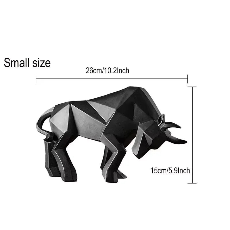 Abstract Bull Statue Sculpture Geometric Wildlife Ornament Modern Symbolic Art Decoration For Desktop Home Office Living Room Nordic Home Decor