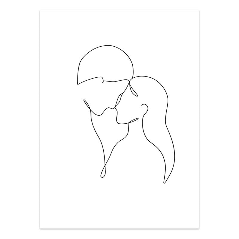 Modern Minimalist Black White Love Posters Wall Art Fine Art Canvas Prints Silhouette Figure Art Pictures For Living Room Bedroom Art Decor