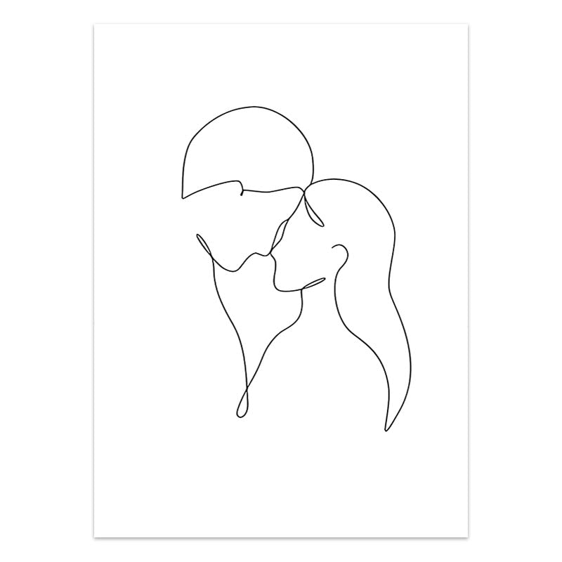 Modern Minimalist Black White Love Posters Wall Art Fine Art Canvas Prints Silhouette Figure Art Pictures For Living Room Bedroom Art Decor