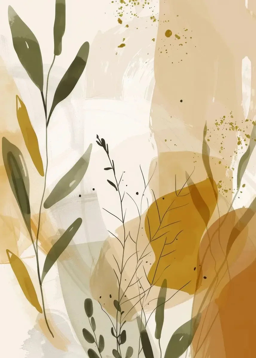 Rustic Abstract Botanical Still Life Floral Wall Art Fine Art Canvas Print For Modern Living Room Dining Room Kitchen Art Decor