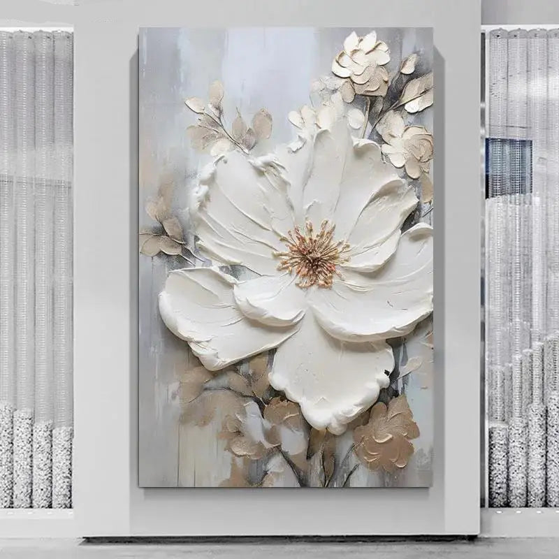 Big White Floral Wall Art Fine Art Canvas Prints Modern Botany Pictures For Living Room Dining Room Entrance Hallway Wall Decoration