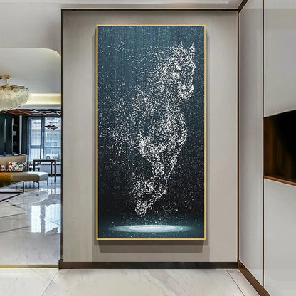 Minimalist Abstract Light Splash Horse Wall Art Fine Art Canvas Prints Equestrian Pictures For Modern Living Room Entranceway Foyer Art Decor