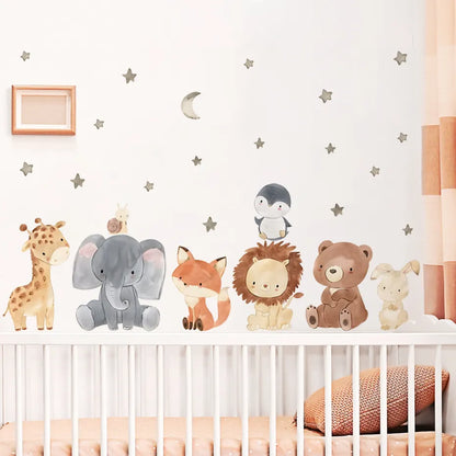 Cute Lion Giraffe Reindeer & Friends Wall Decals Removable Peel & Stick Wall Stickers High Quality Nursery Vinyl For Creative DIY Wall Decor