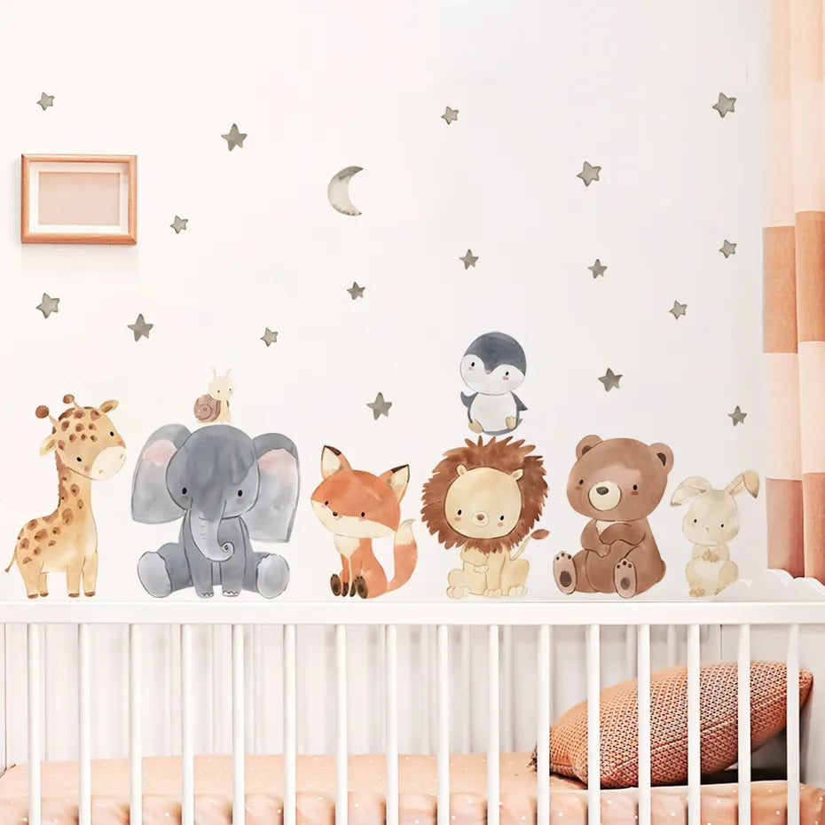 Cute Lion Giraffe Reindeer & Friends Wall Decals Removable Peel & Stick Wall Stickers High Quality Nursery Vinyl For Creative DIY Wall Decor