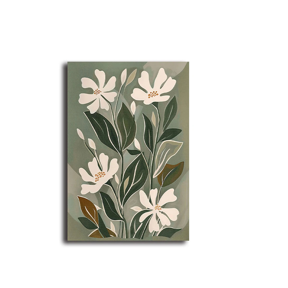 Floral design on a rectangular card with a green background
