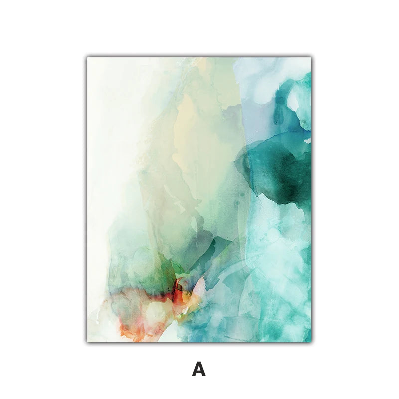 Abstract Teal Emerald Aquamarine Liquid Marble Print Wall Art Fine Art Canvas Prints Nordic Pictures For Modern Apartment Living Room Decor