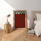 Retro Typographic Happy Hour Bar Cafe Kitchen Wall Art Fine Art Canvas Prints Pictures For Living Room Dining Room Colorful Art Decor