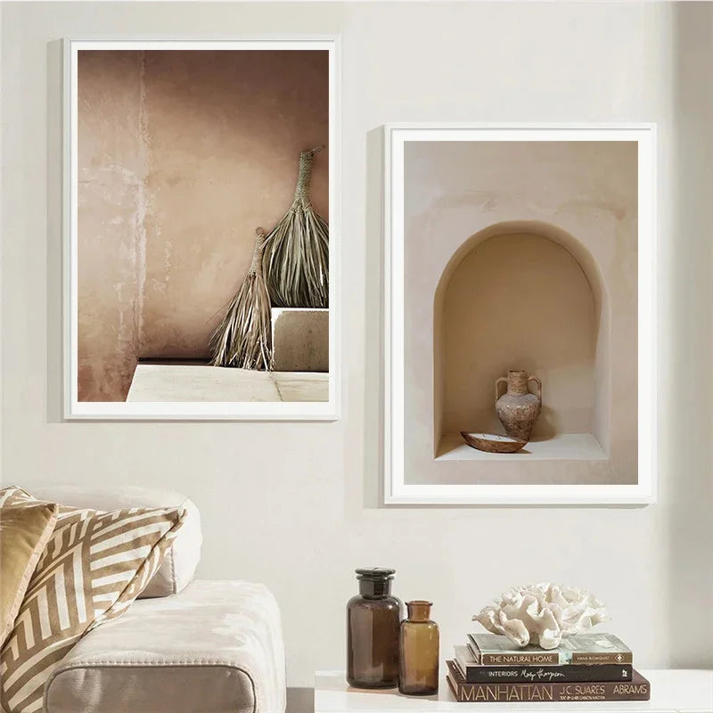 Neutral Colors Terracotta Still Life Vase Wall Art Fine Art Canvas Prints Poster Architectural Pictures For Modern Living Room Bedroom Home Decor