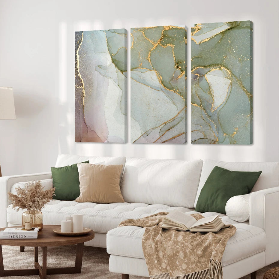  Set of 3Pcs Abstract Marble Print Wall Art Fine Art Canvas Prints Neutral Color Nordic Design Pictures For Modern Living.