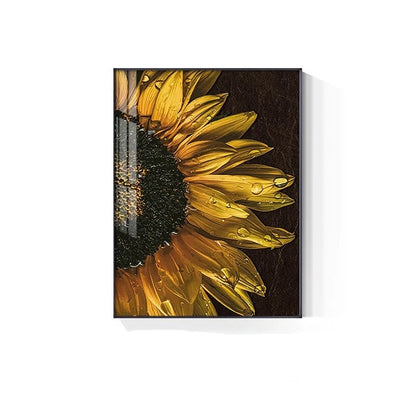 Golden Sunflower Abstract Floral Wall Art Fine Art Canvas Prints Modern Botanical Pictures For Living Room Dining Room Home Office Decor