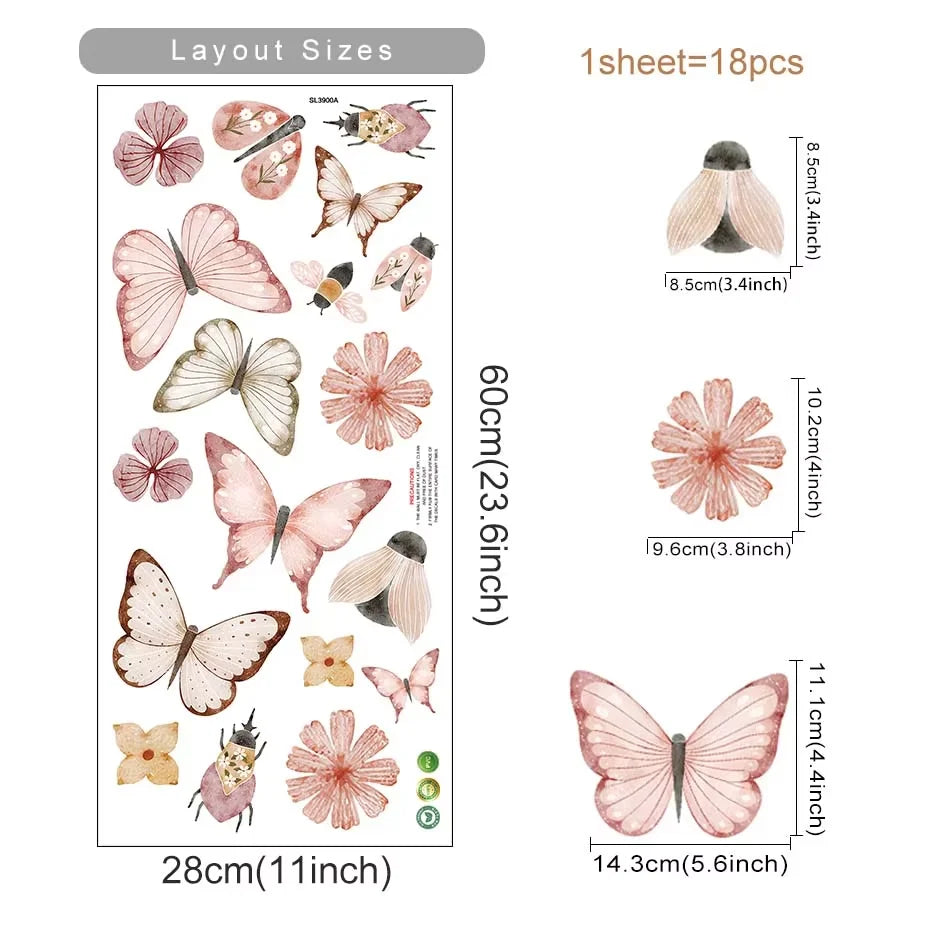 Cute Unicorn & Fairy Wall Decals – Soft Color Pastel Rainbow, Bear & Cloud Stickers for Baby Nursery & Kids’ Room Decor