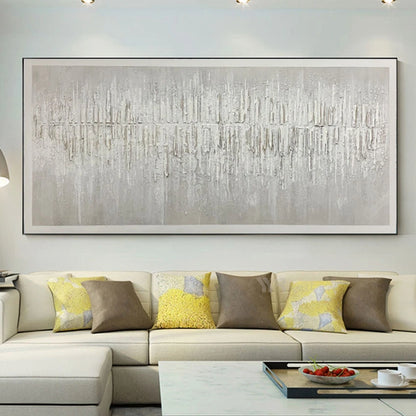 * Hand Painted * Large Format Abstract Minimalist Black White Textured Oil Painting For Urban Apartment Living Room Contemporary Home Office Decor - Hand Painted Oil Painting On Canvas (Unframed)