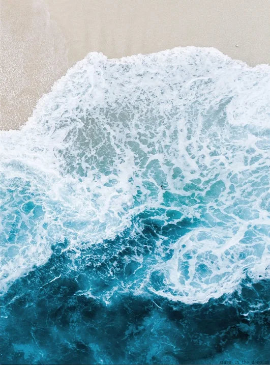 Blue Ocean Waves Beach Wall Art Fine Art Canvas Prints Sand Seascape Coastal Pictures For Living Room Dining Room Art For Modern Apartment