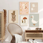 Cute Baby Animals Nursery Wall Art Illustrations Fine Art Canvas Prints Geese Mouse Lion Polar Bear Poster Pictures For Baby's Room Wall Decor