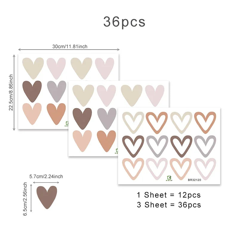 Cute Little Hearts Wall Stickers Removable PVC Vinyl Wall Decals For Living Room Bedroom Kid's Room Nursery Room Creative DIY Decor