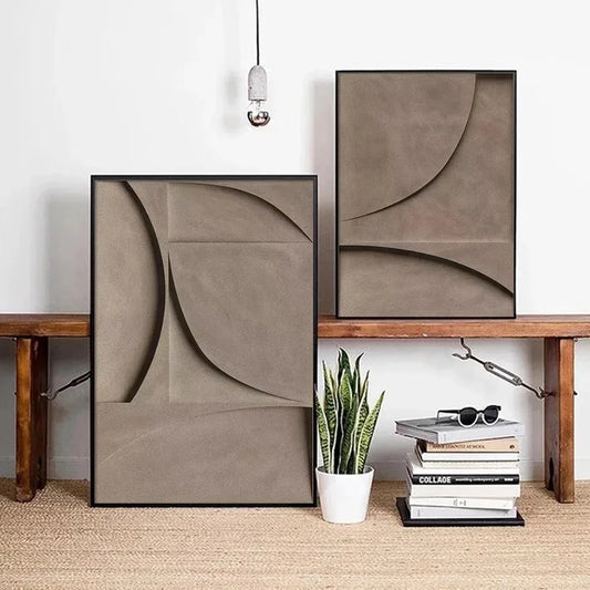 Modern Minimalist Flat Geometric Lines Wall Art Fine Art Canvas Prints Retro Brown Abstract Pictures For Living Room Contemporary Interior Decor