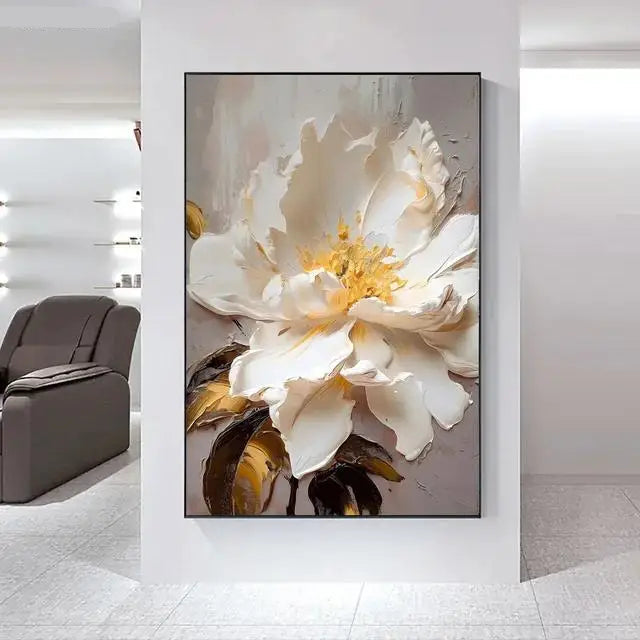 Big White Floral Wall Art Fine Art Canvas Prints Modern Botany Pictures For Living Room Dining Room Entrance Hallway Wall Decoration
