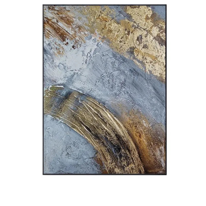 * Hand Painted * Modern Abstract Wall Art Large Format Golden Painting Textured Brush Strokes Acrylic Oil On Canvas Picture For Luxury Living Room