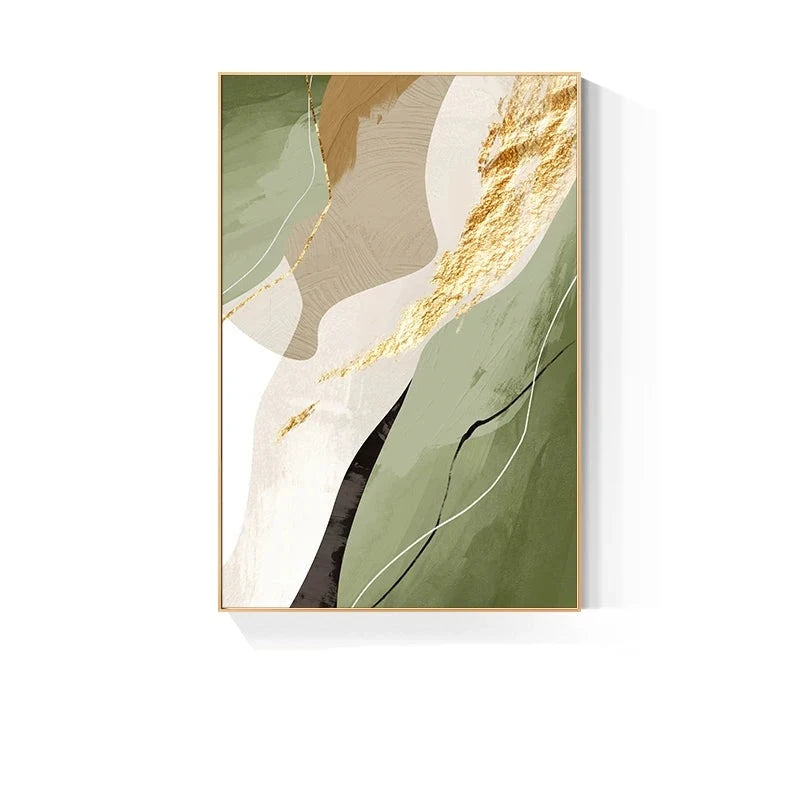 Colorful Nordic Abstract Geomorphic Wall Art Fine Art Canvas Prints Green Brown Beige Orange Pictures For Living Room Dining Room Decor