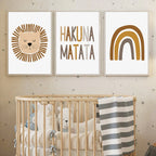 Personalized Nordic Nursery Wall Art Cute Lion Tiger Giraffe Rainbow Safari Fine Art Canvas Prints Pictures For Baby's Room Children's Room Decor