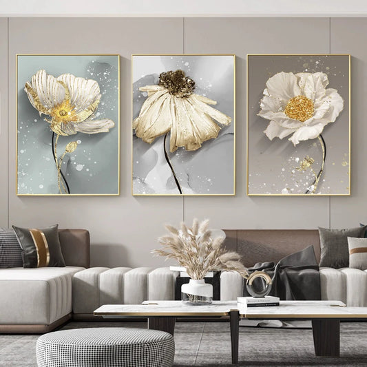 Modern Abstract Paint Splash Floral Wall Art Fine Art Canvas Prints Posters Elegant Botanical Pictures For Living Room Decor