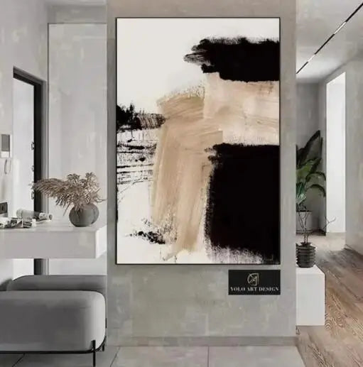 Modern Abstract Neutral Tones Color Block Wall Art Fine Art Canvas Prints Pictures For Living Room Entrance Hall Home Office Art Decor