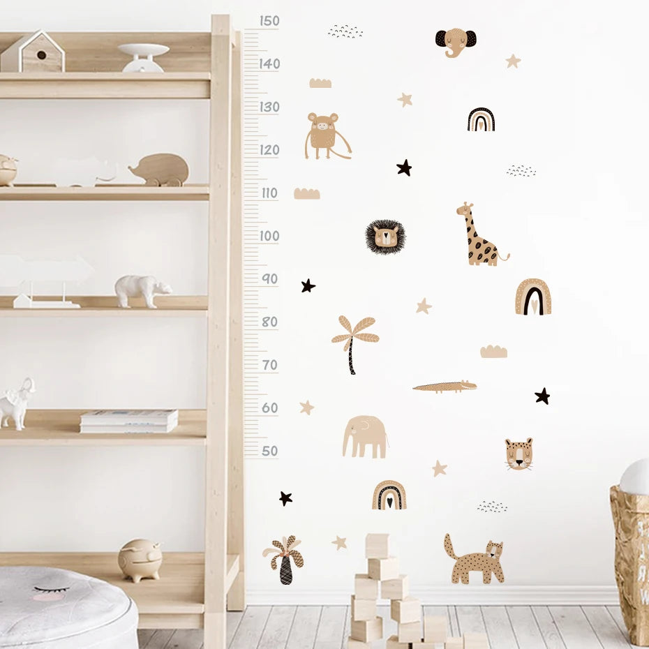 Cute African Safari Animals Wall Decals For Children's Nursery Room Creative DIY Removable Peel & Stick PVC Wall Sticks For Kid's Room Wall Decor