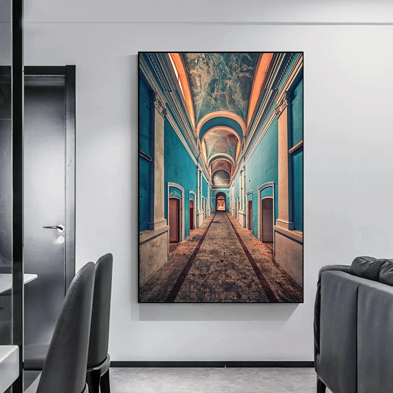 Abstract Architectural Abyss Black And White Wall Art Fine Art Canvas Prints Modern Pictures For Living Room Office Contemporary Home Decor