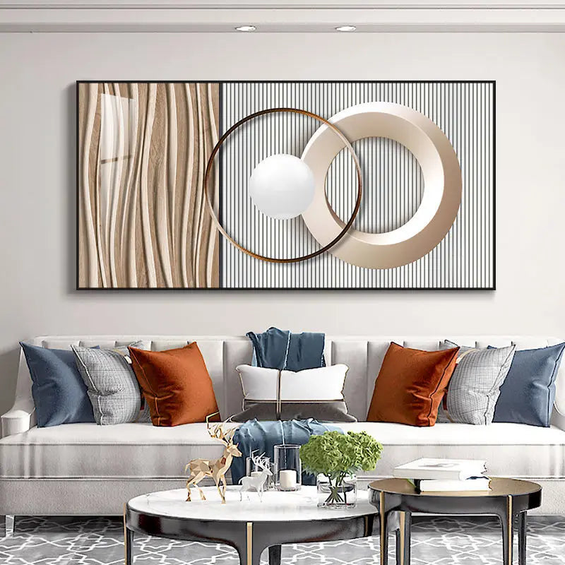 Modern Abstract Architectural Geometry Wall Art Fine Art Canvas Prints Sun Moon Pictures For Luxury Apartment Living Room Home Office Decor