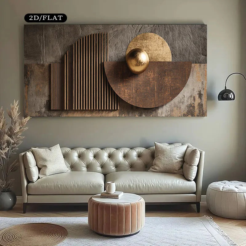 Modern Aesthetics Abstract Geometric Dark Tones Wall Art Fine Art Canvas Print Picture For Living Room Art For Contemporary Interiors