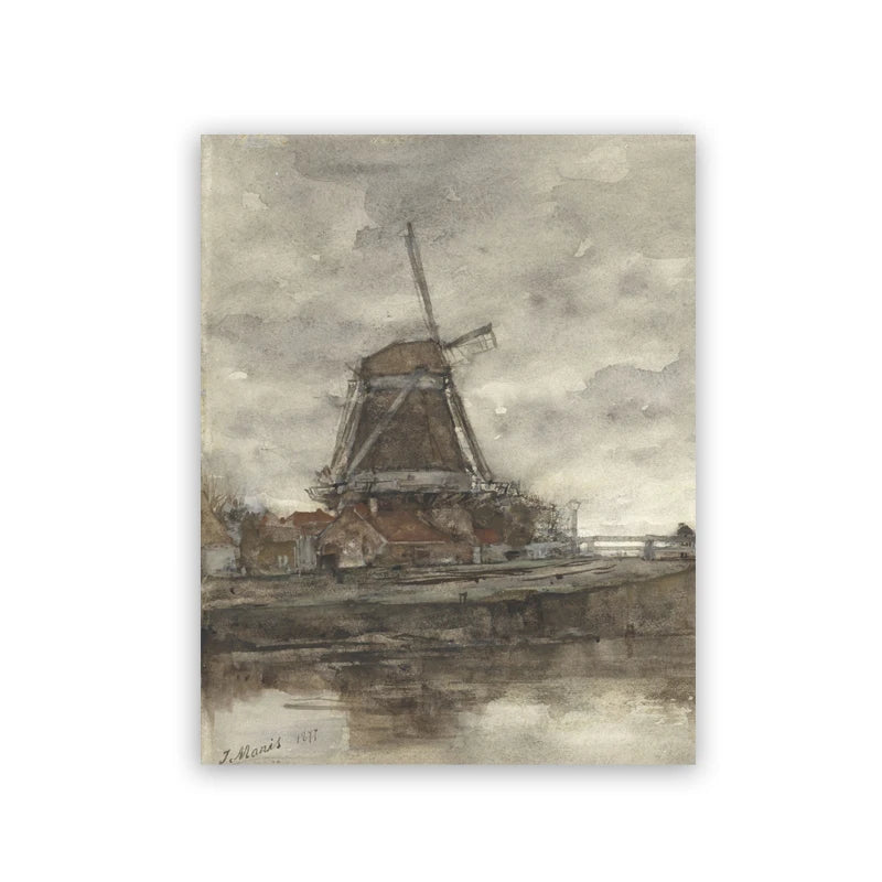 Vintage Neutral Landscape & Botanical Sketch Canvas Wall Art – Individual Unframed Fine Art Canvas Prints Featuring Mountains, Countryside Scenery, Architecture & Nature Illustrations