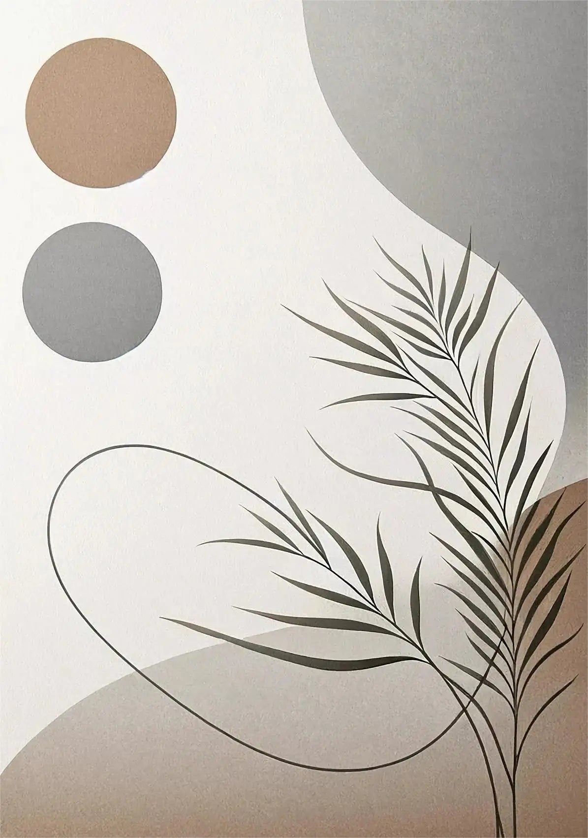 Oriental Zen Abstract Botanical Moon Sun Wall Art Fine Art Canvas Prints Picture for Living Room Dining Room Bedroom Art Decor