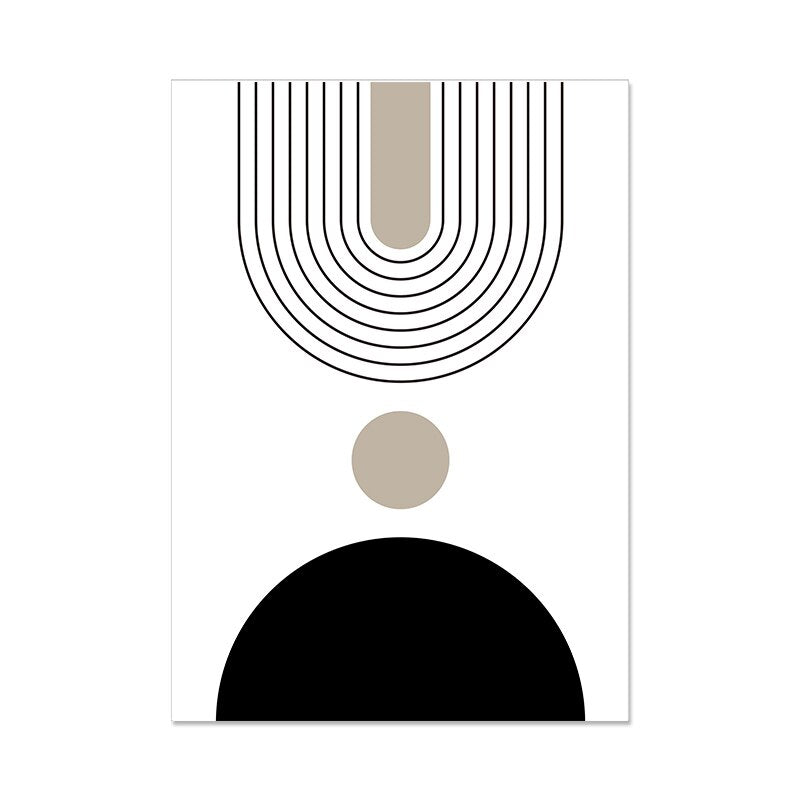 Minimalist Black Beige White Abstract Line Art Fine Art Canvas Prints Pictures For Living Room Dining Room Home Office Interior Decor