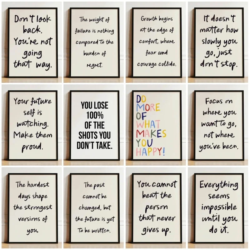 Motivational Quotes & Affirmation Wall Art Fine Art Canvas Prints - Inspirational Words, Simple Modern Typography & Uplifting Phrases